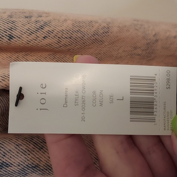 JOIE Button-Front Demarea Pink Stone Wash Denim Jacket - Picture 6 of 12